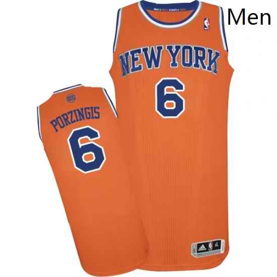 Mens Adidas New York Knicks 6 Kristaps Porzingis Authentic Orange Alternate NBA Jersey